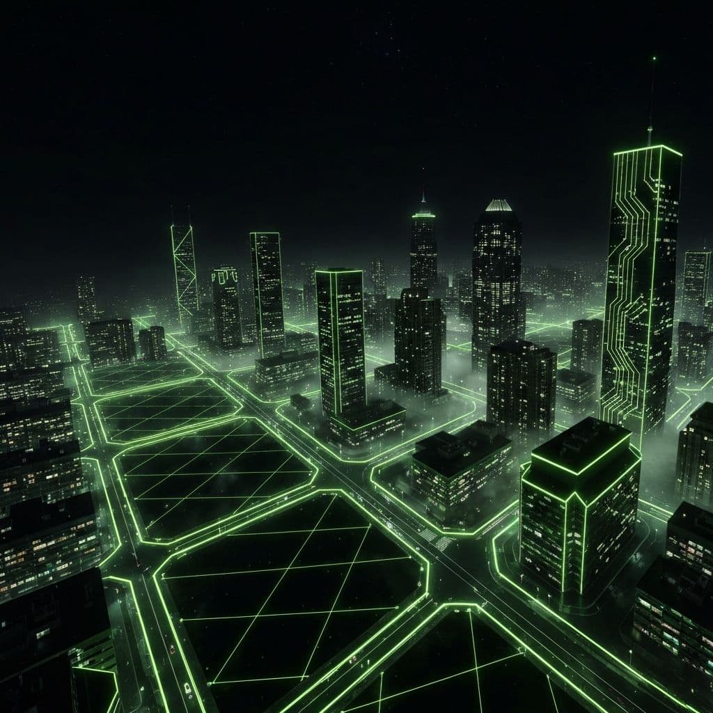 Cen\u00e1rio futurista representando intelig\u00eancia artificial